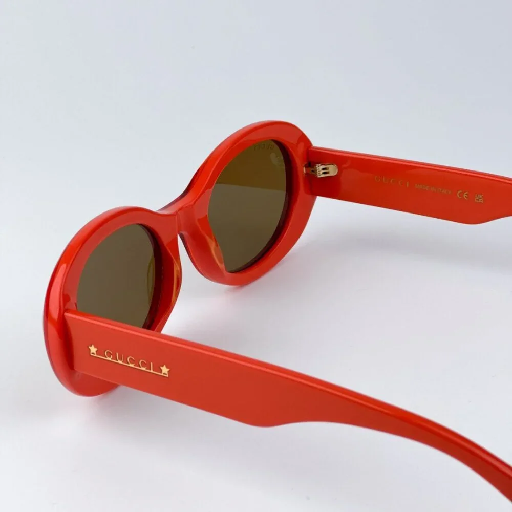 Gucci GG1587S 003 BRAND NEW Sunglasses Orange Brown Women Oval - Picture 8 of 10